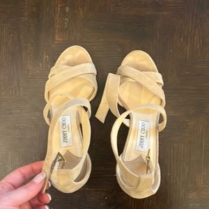 Jimmy choo tan suede heel sandal